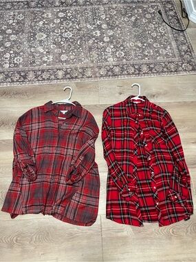 Bundle Max Studio Red Plaid Button-Down Flannels